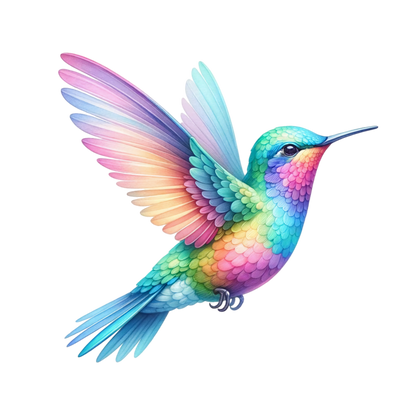 Rainbow Hummingbird Bird Flying With Wings Vinyl Sticker Decal