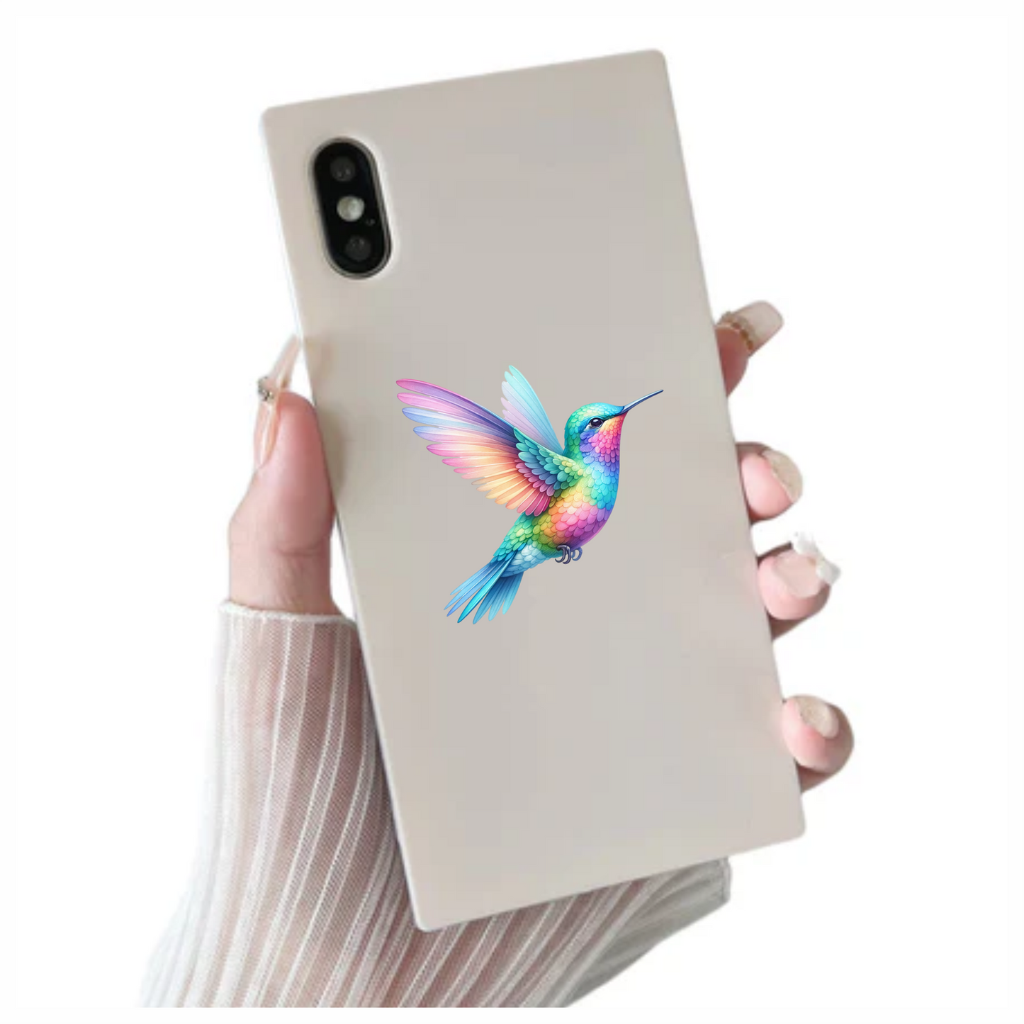 Rainbow Hummingbird Bird Flying With Wings Vinyl Sticker Decal
