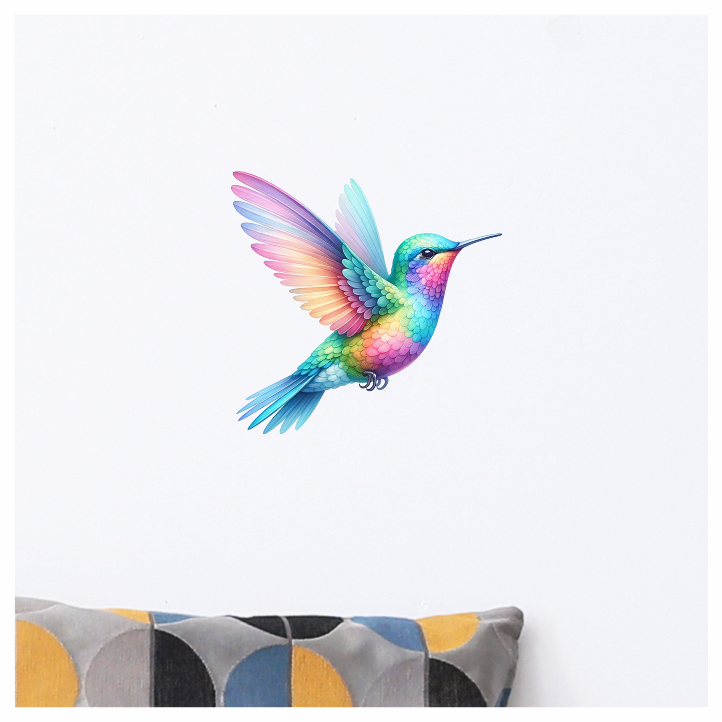 Rainbow Hummingbird Bird Flying With Wings Vinyl Sticker Decal