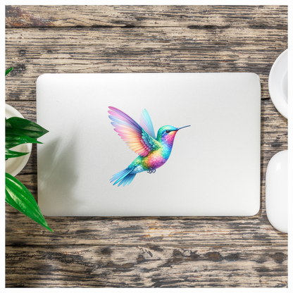 Rainbow Hummingbird Bird Flying With Wings Vinyl Sticker Decal