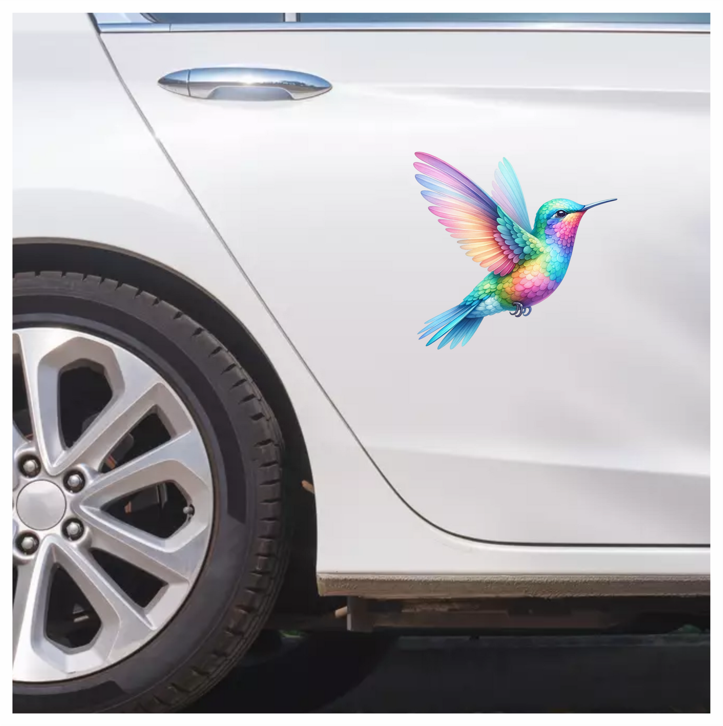 Rainbow Hummingbird Bird Flying With Wings Vinyl Sticker Decal