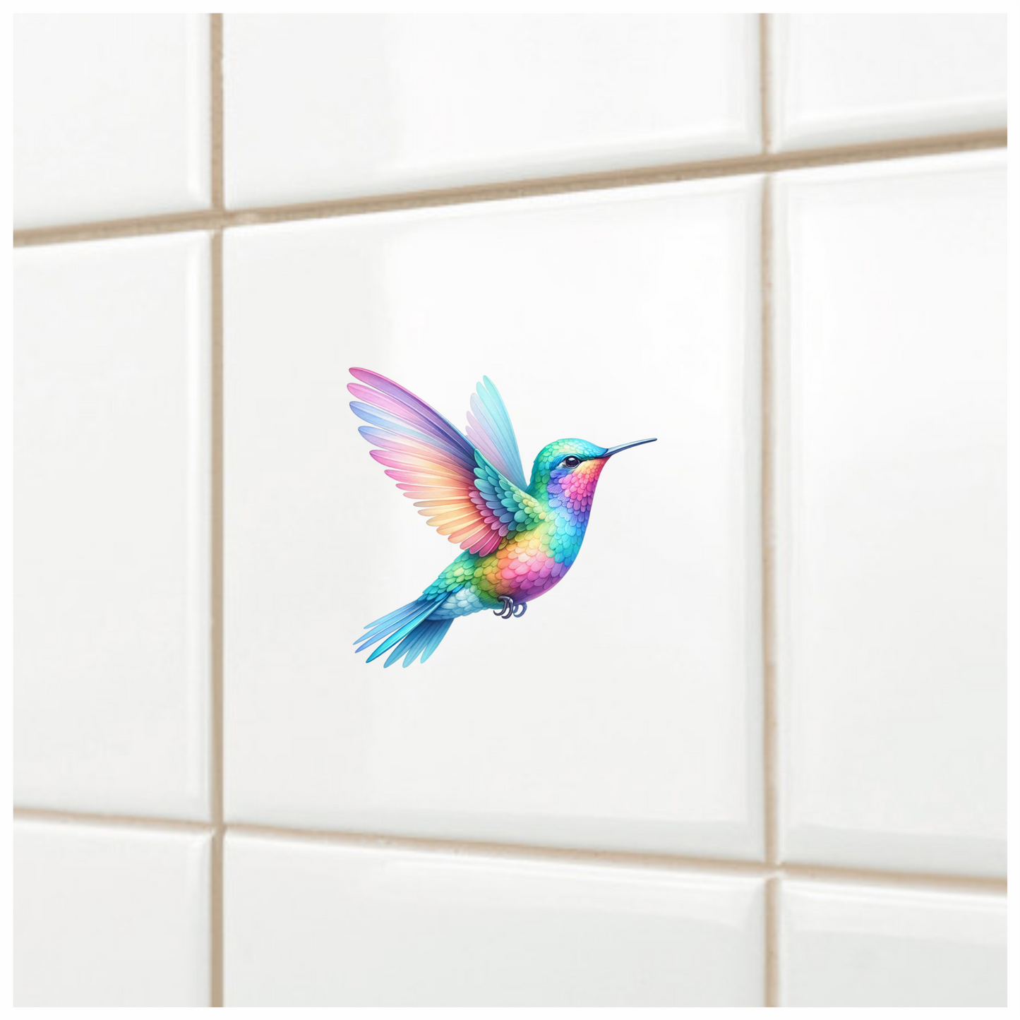 Rainbow Hummingbird Bird Flying With Wings Vinyl Sticker Decal