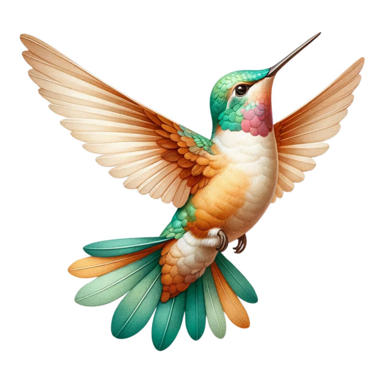 Orange Hummingbird Bird Flying With Wings Vinyl Sticker Decal