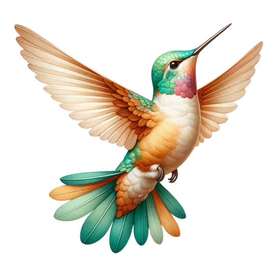 Orange Hummingbird Bird Flying With Wings Vinyl Sticker Decal