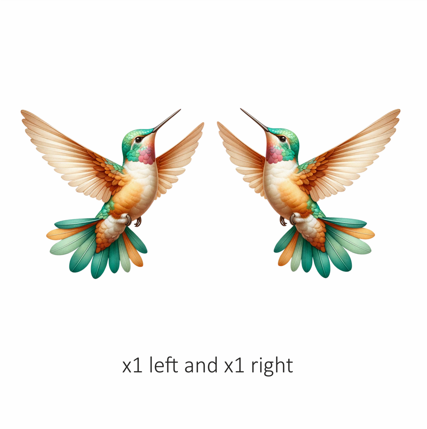 Orange Hummingbird Bird Flying With Wings Vinyl Sticker Decal