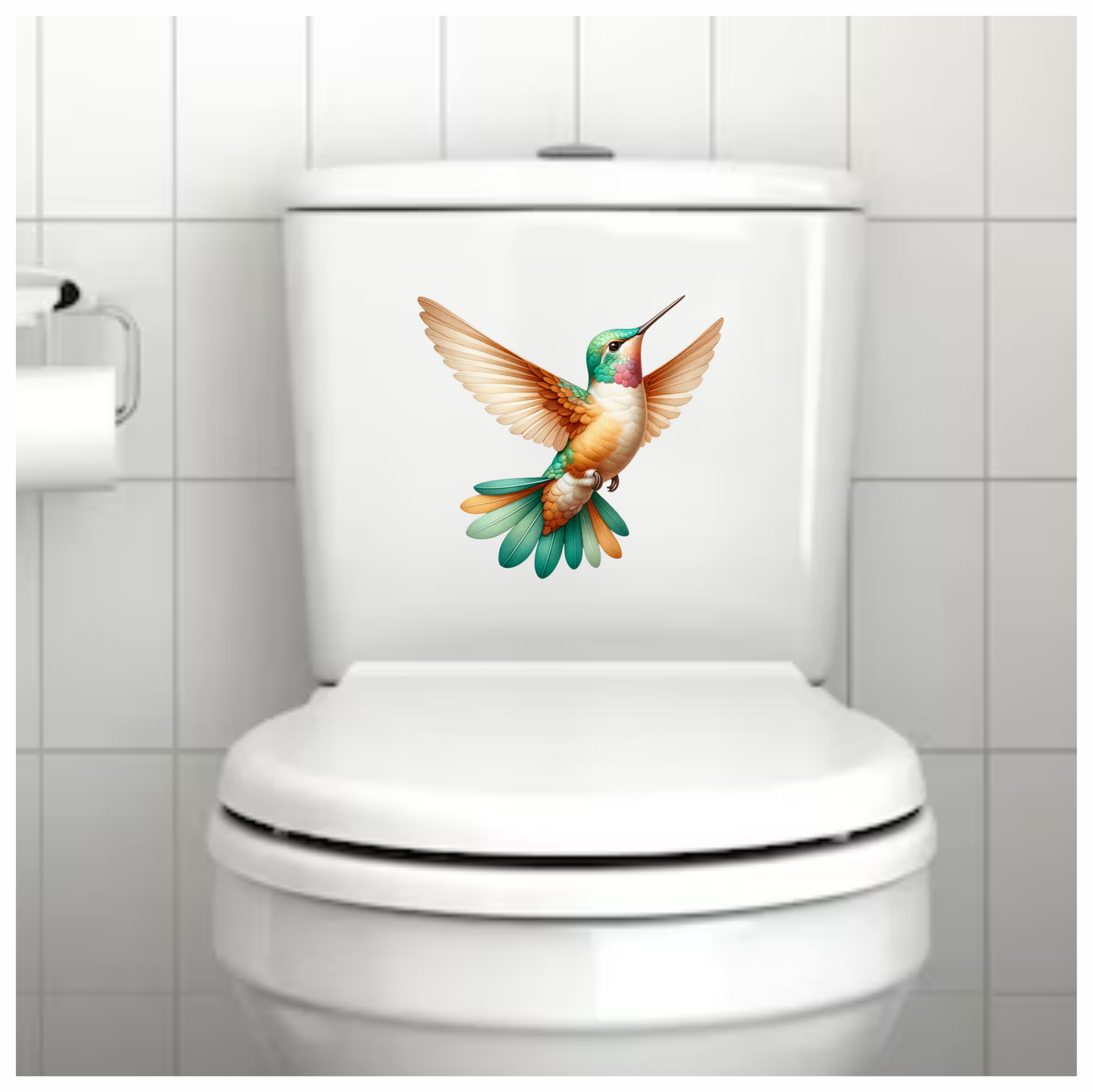 Orange Hummingbird Bird Flying With Wings Vinyl Sticker Decal