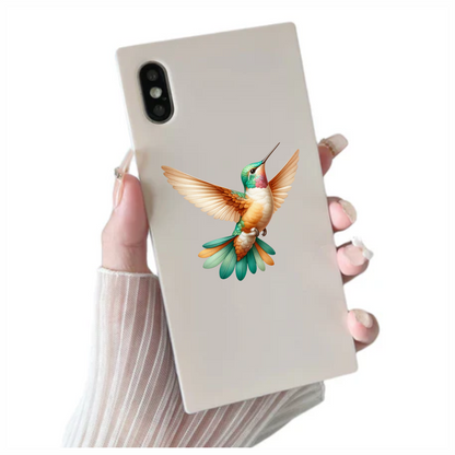 Orange Hummingbird Bird Flying With Wings Vinyl Sticker Decal