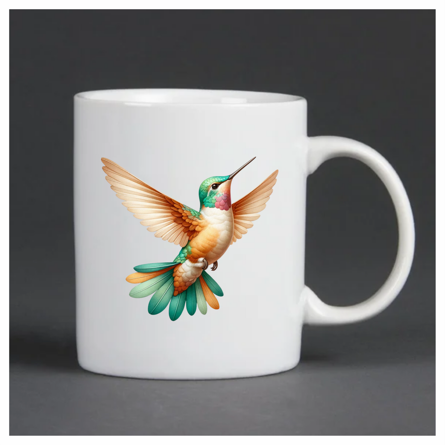 Orange Hummingbird Bird Flying With Wings Vinyl Sticker Decal