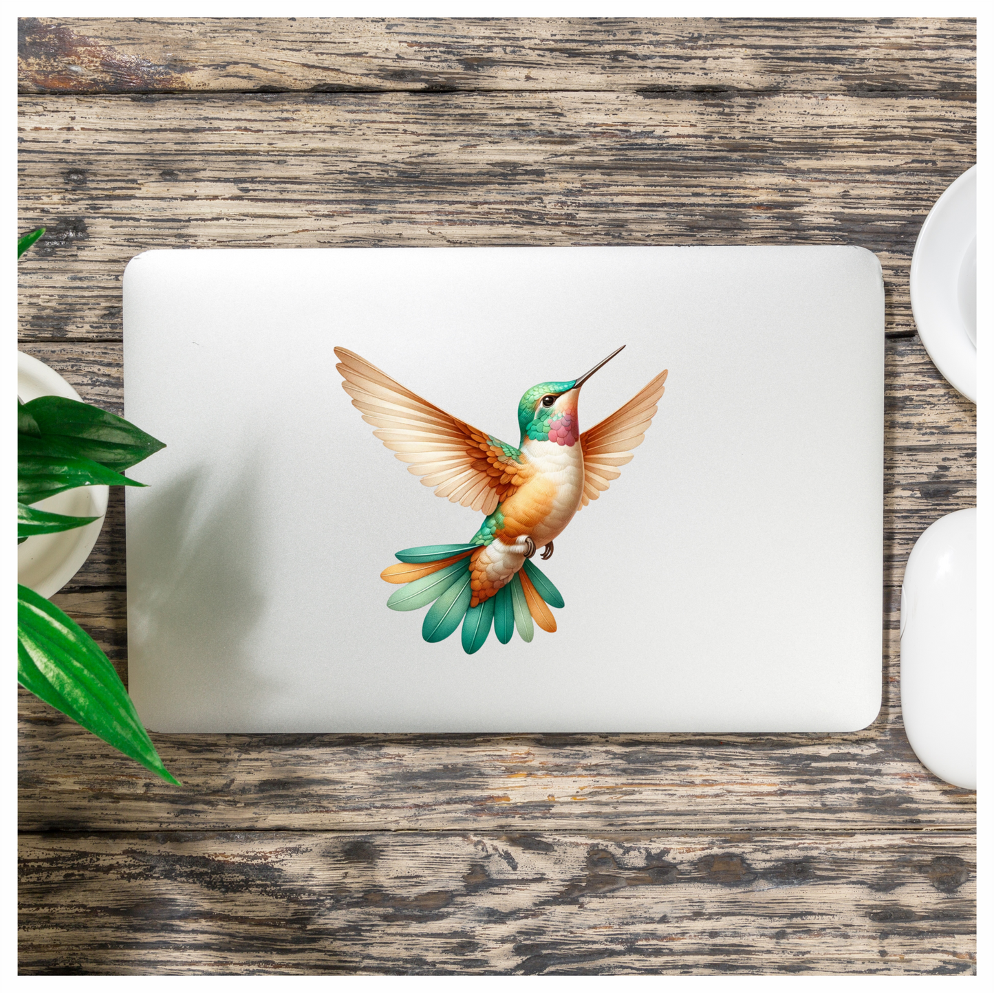 Orange Hummingbird Bird Flying With Wings Vinyl Sticker Decal