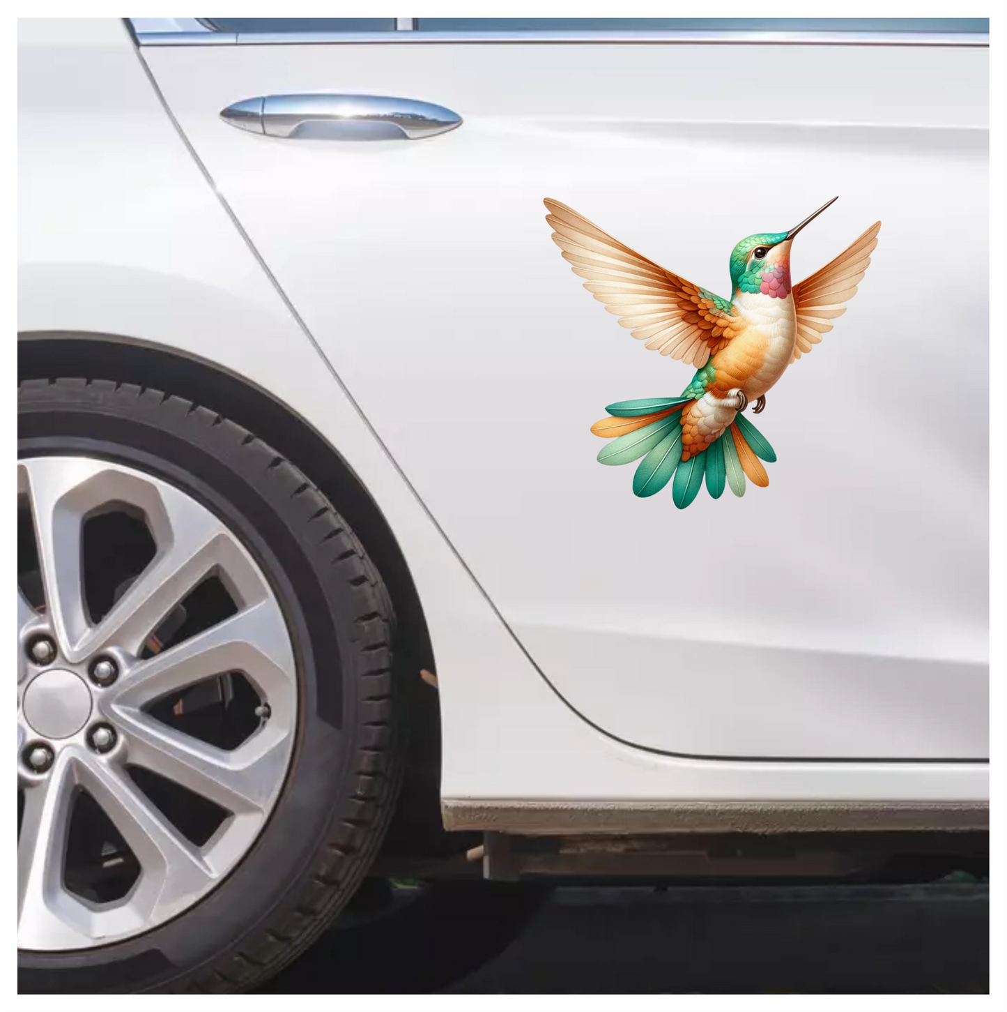 Orange Hummingbird Bird Flying With Wings Vinyl Sticker Decal