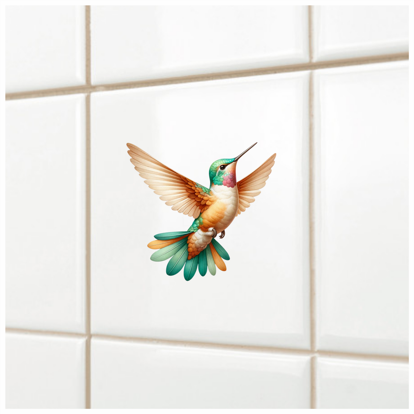 Orange Hummingbird Bird Flying With Wings Vinyl Sticker Decal