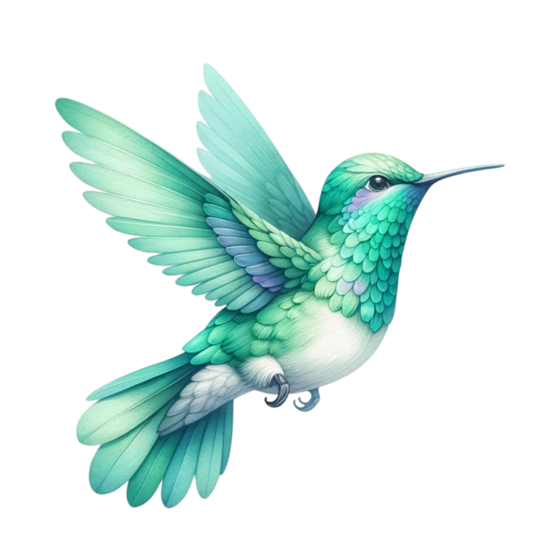 Green Hummingbird Bird Flying With Wings Vinyl Sticker Decal