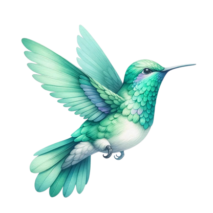 Green Hummingbird Bird Flying With Wings Vinyl Sticker Decal