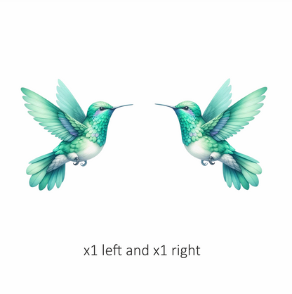 Green Hummingbird Bird Flying With Wings Vinyl Sticker Decal