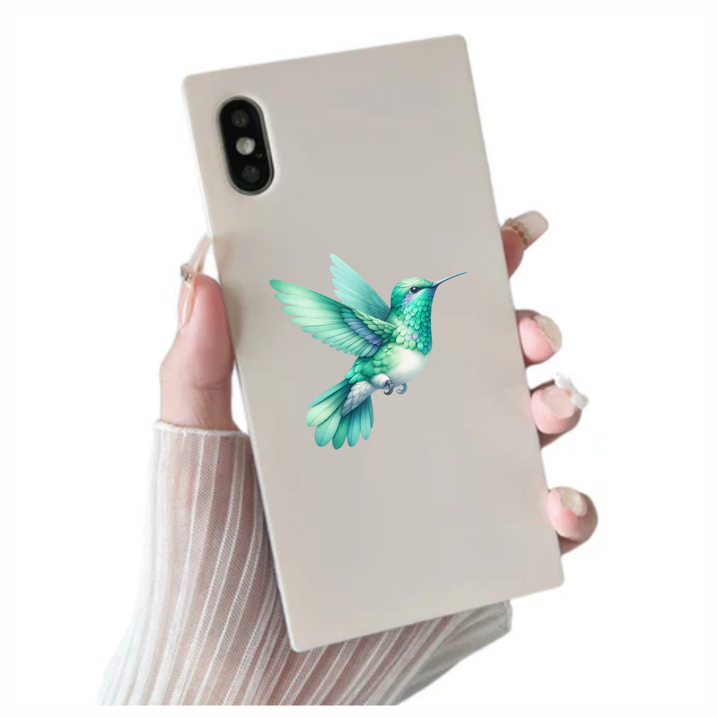 Green Hummingbird Bird Flying With Wings Vinyl Sticker Decal