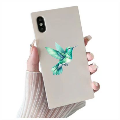Green Hummingbird Bird Flying With Wings Vinyl Sticker Decal