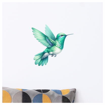 Green Hummingbird Bird Flying With Wings Vinyl Sticker Decal