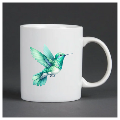 Green Hummingbird Bird Flying With Wings Vinyl Sticker Decal