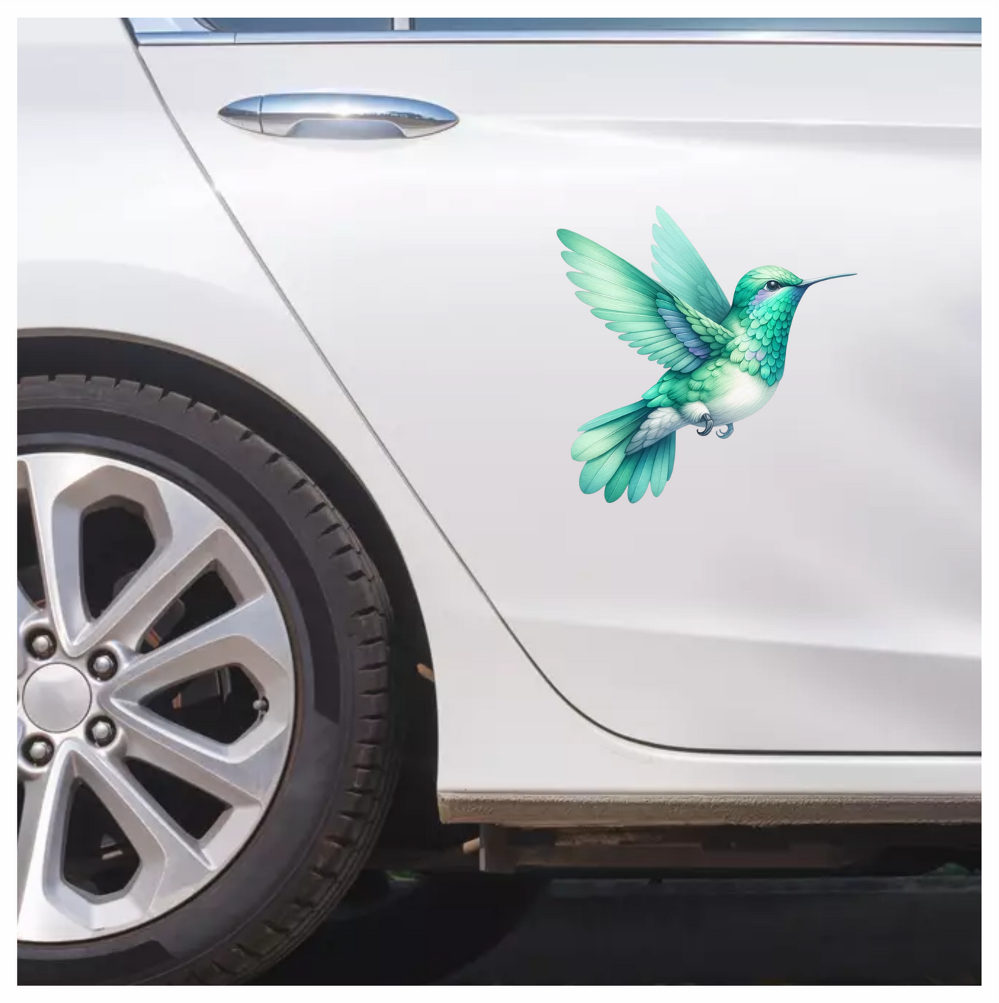 Green Hummingbird Bird Flying With Wings Vinyl Sticker Decal
