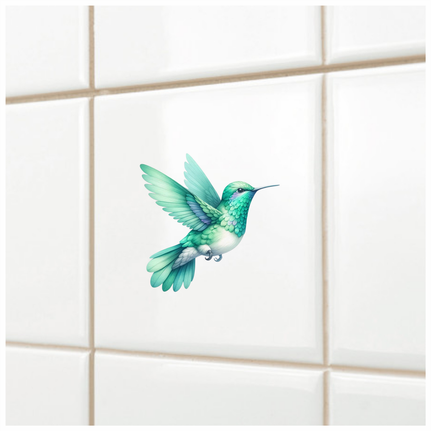 Green Hummingbird Bird Flying With Wings Vinyl Sticker Decal