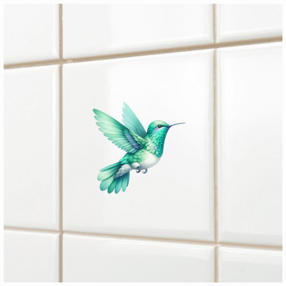 Green Hummingbird Bird Flying With Wings Vinyl Sticker Decal