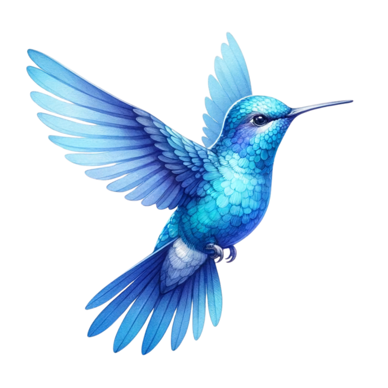 Blue Hummingbird Bird Flying With Wings Vinyl Sticker Decal