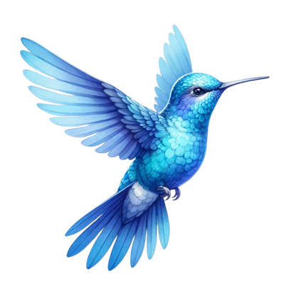 Blue Hummingbird Bird Flying With Wings Vinyl Sticker Decal