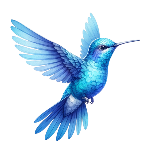 Blue Hummingbird Bird Flying With Wings Vinyl Sticker Decal