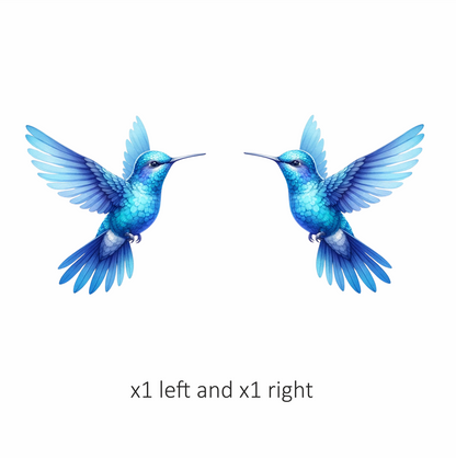 Blue Hummingbird Bird Flying With Wings Vinyl Sticker Decal