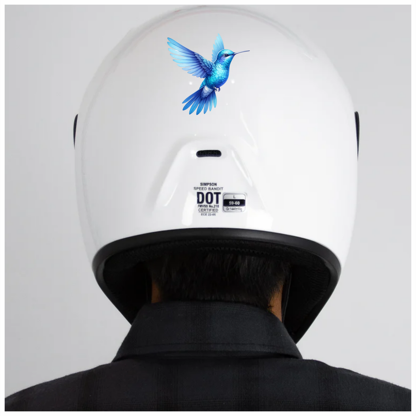 Blue Hummingbird Bird Flying With Wings Vinyl Sticker Decal