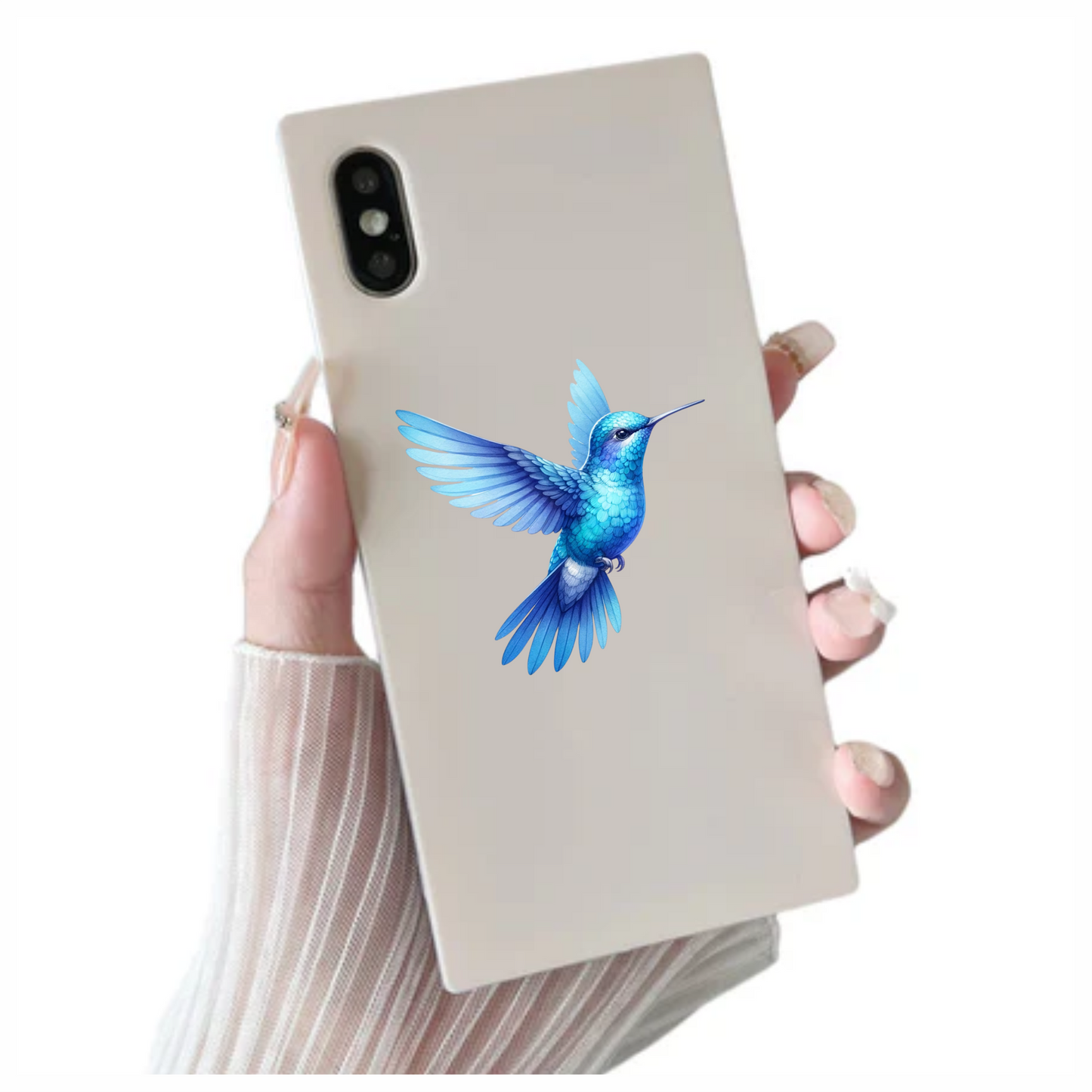 Blue Hummingbird Bird Flying With Wings Vinyl Sticker Decal