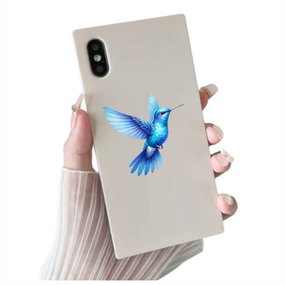 Blue Hummingbird Bird Flying With Wings Vinyl Sticker Decal