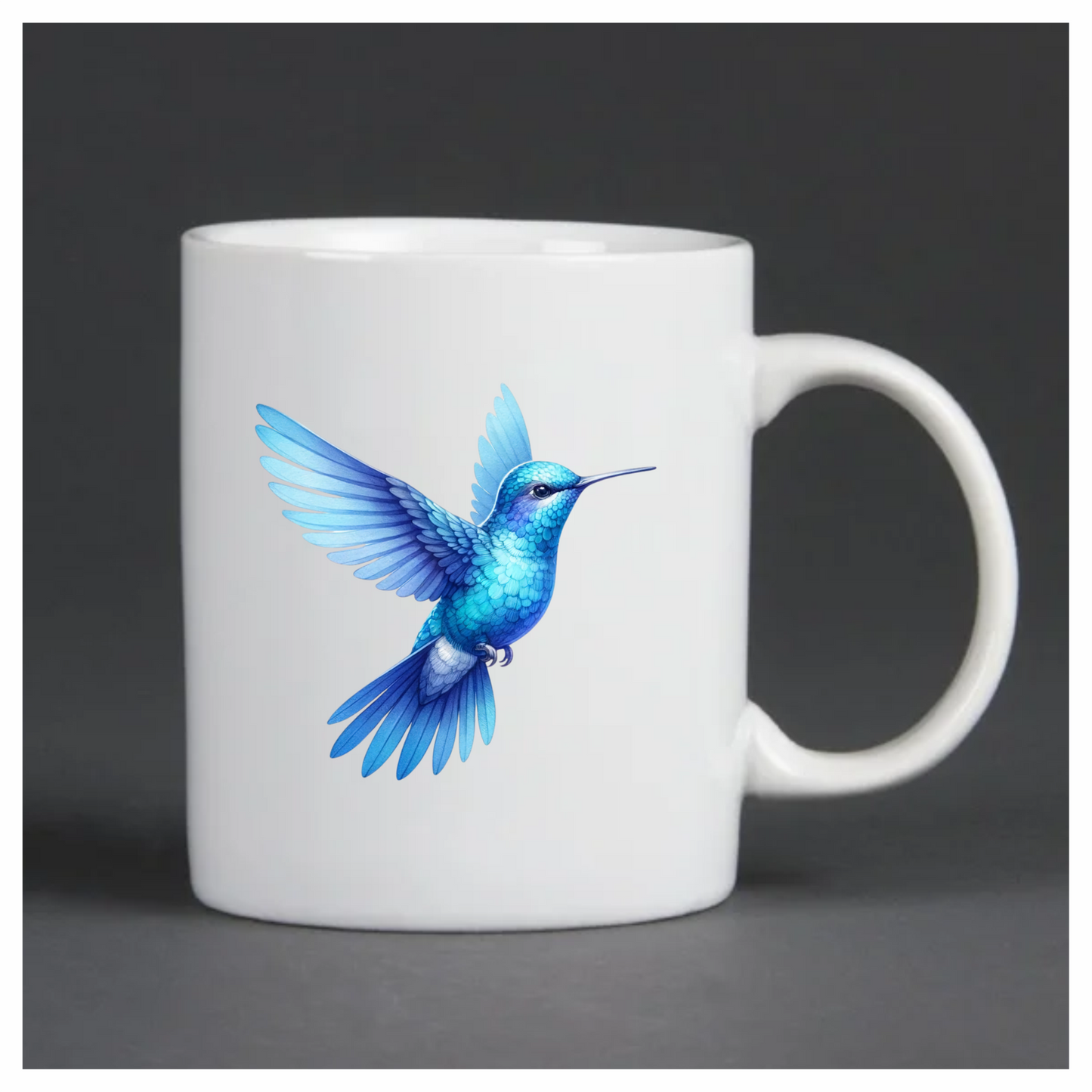 Blue Hummingbird Bird Flying With Wings Vinyl Sticker Decal