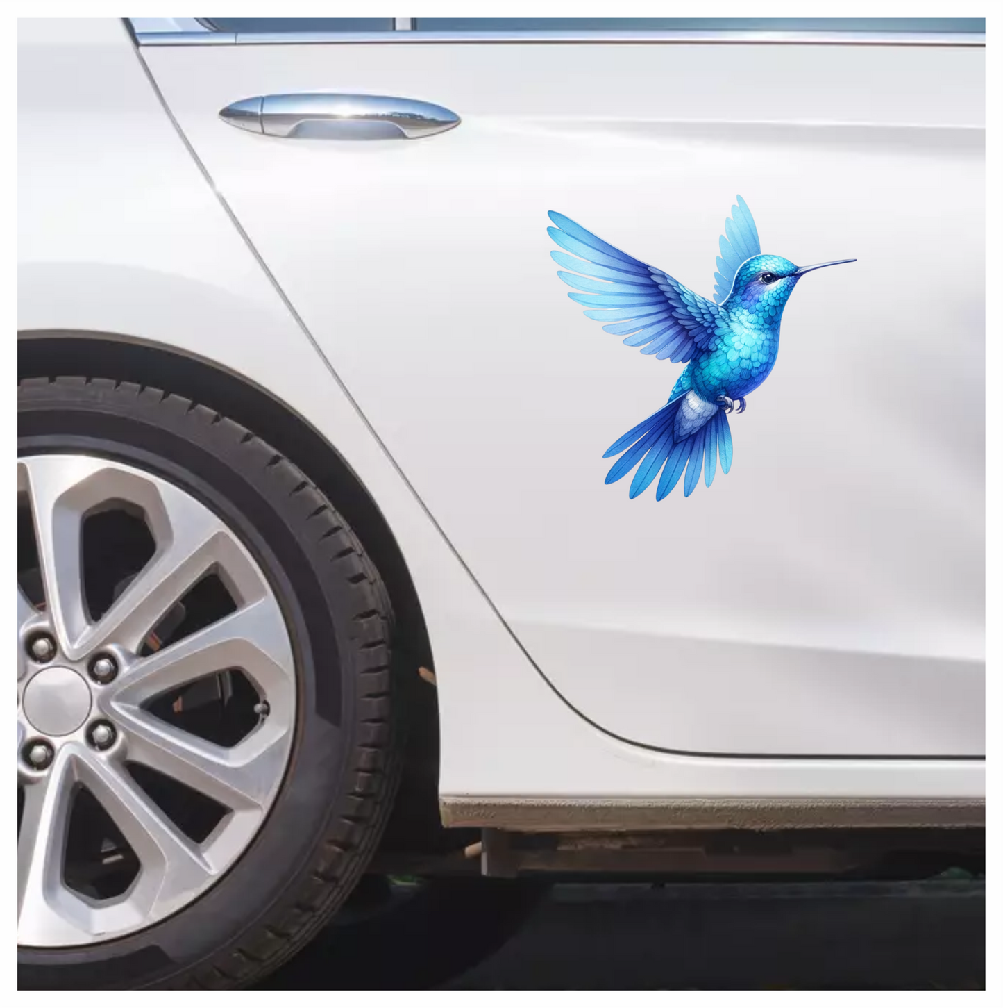 Blue Hummingbird Bird Flying With Wings Vinyl Sticker Decal