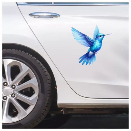 Blue Hummingbird Bird Flying With Wings Vinyl Sticker Decal