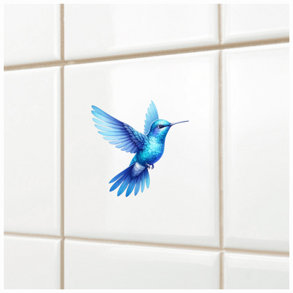 Blue Hummingbird Bird Flying With Wings Vinyl Sticker Decal