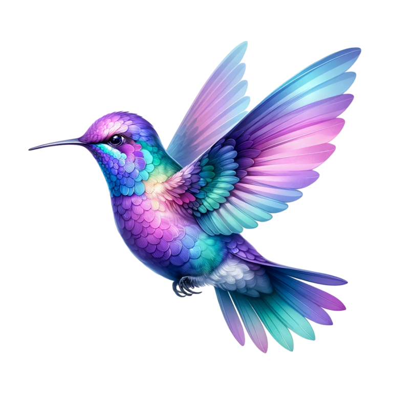 Purple Hummingbird Bird Flying With Wings Vinyl Sticker Decal