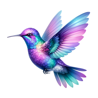 Purple Hummingbird Bird Flying With Wings Vinyl Sticker Decal