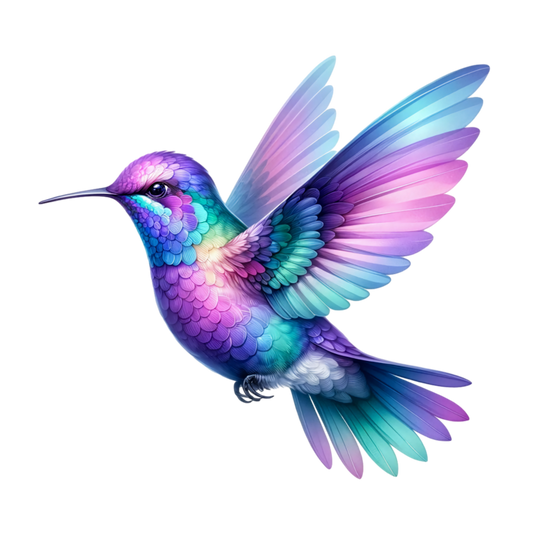 Purple Hummingbird Bird Flying With Wings Vinyl Sticker Decal
