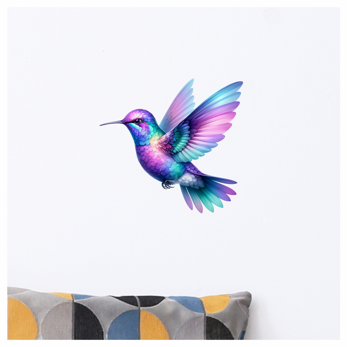 Purple Hummingbird Bird Flying With Wings Vinyl Sticker Decal