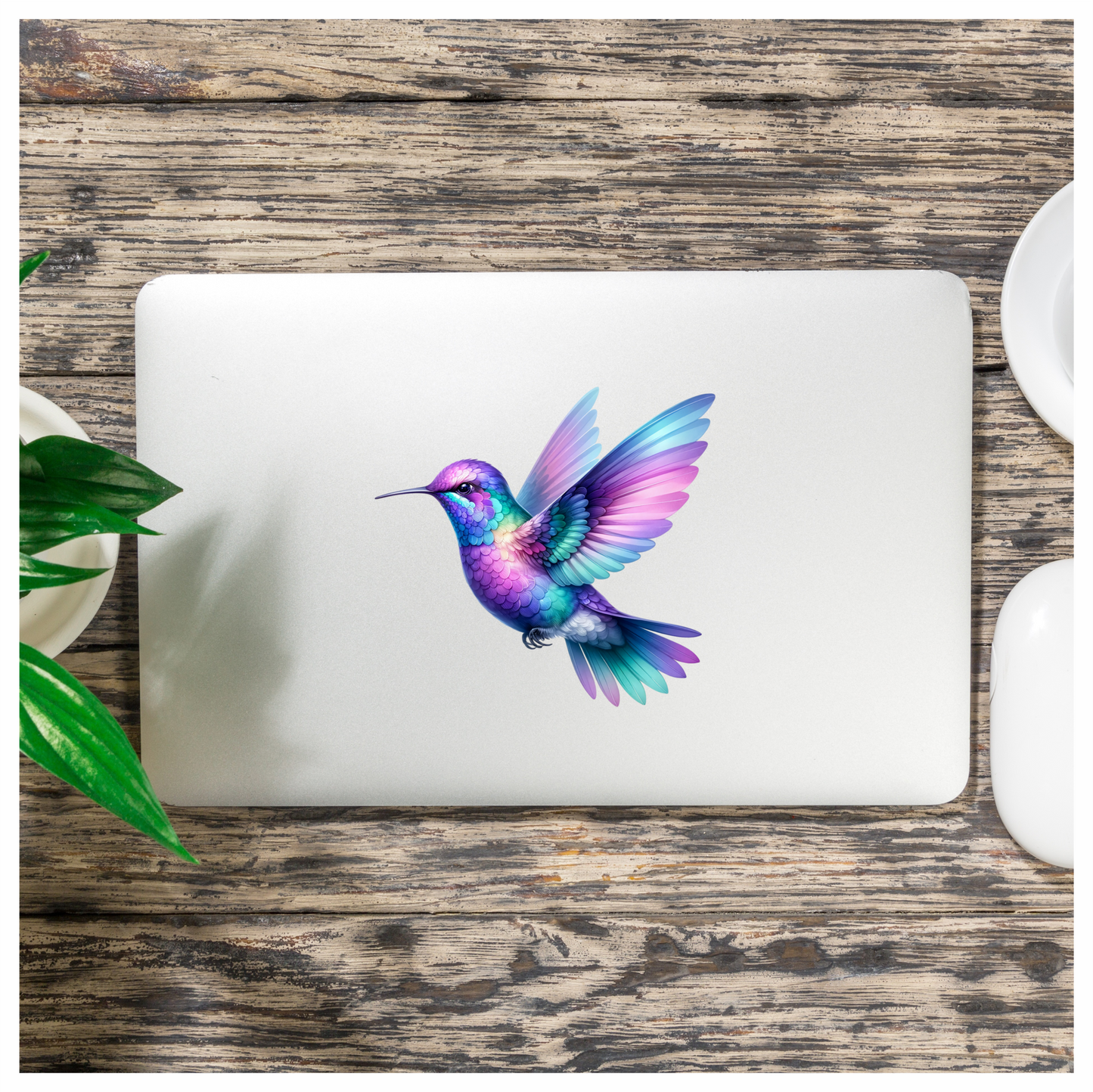 Purple Hummingbird Bird Flying With Wings Vinyl Sticker Decal