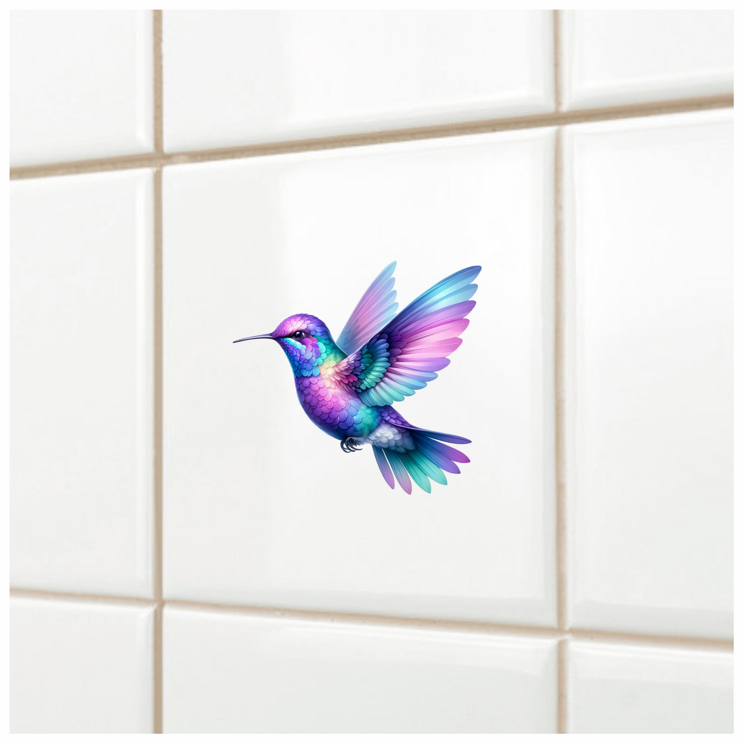 Purple Hummingbird Bird Flying With Wings Vinyl Sticker Decal