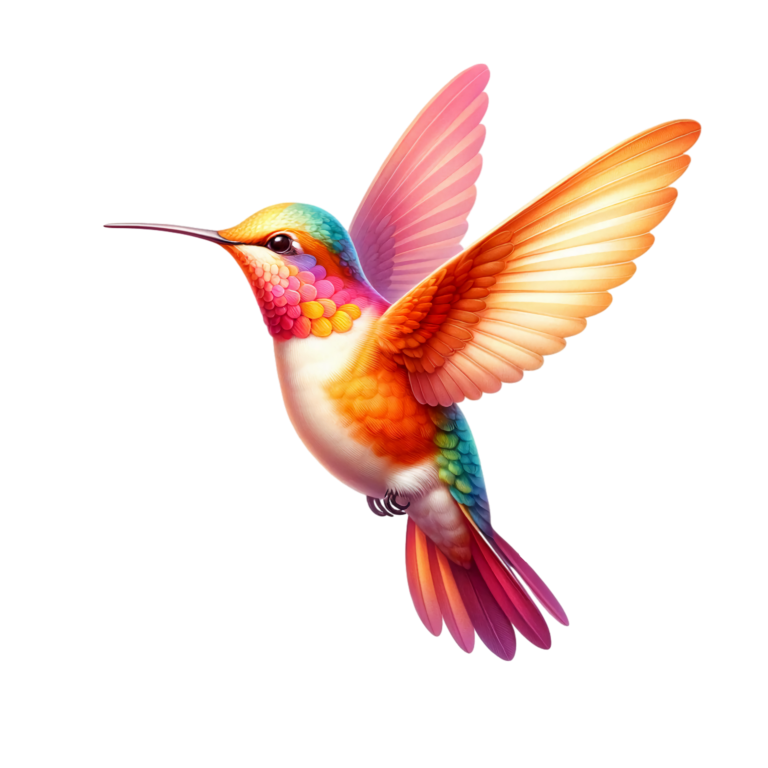 Orange Hummingbird Bird Flying With Wings Vinyl Sticker Decal
