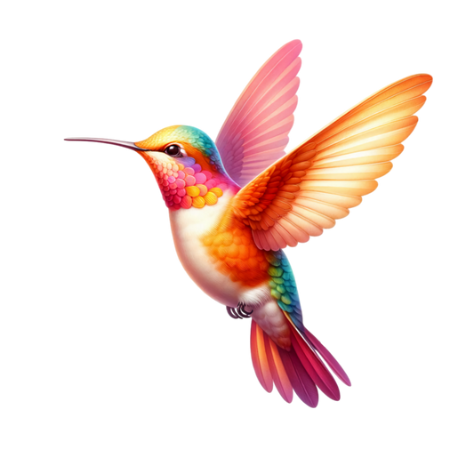 Orange Hummingbird Bird Flying With Wings Vinyl Sticker Decal