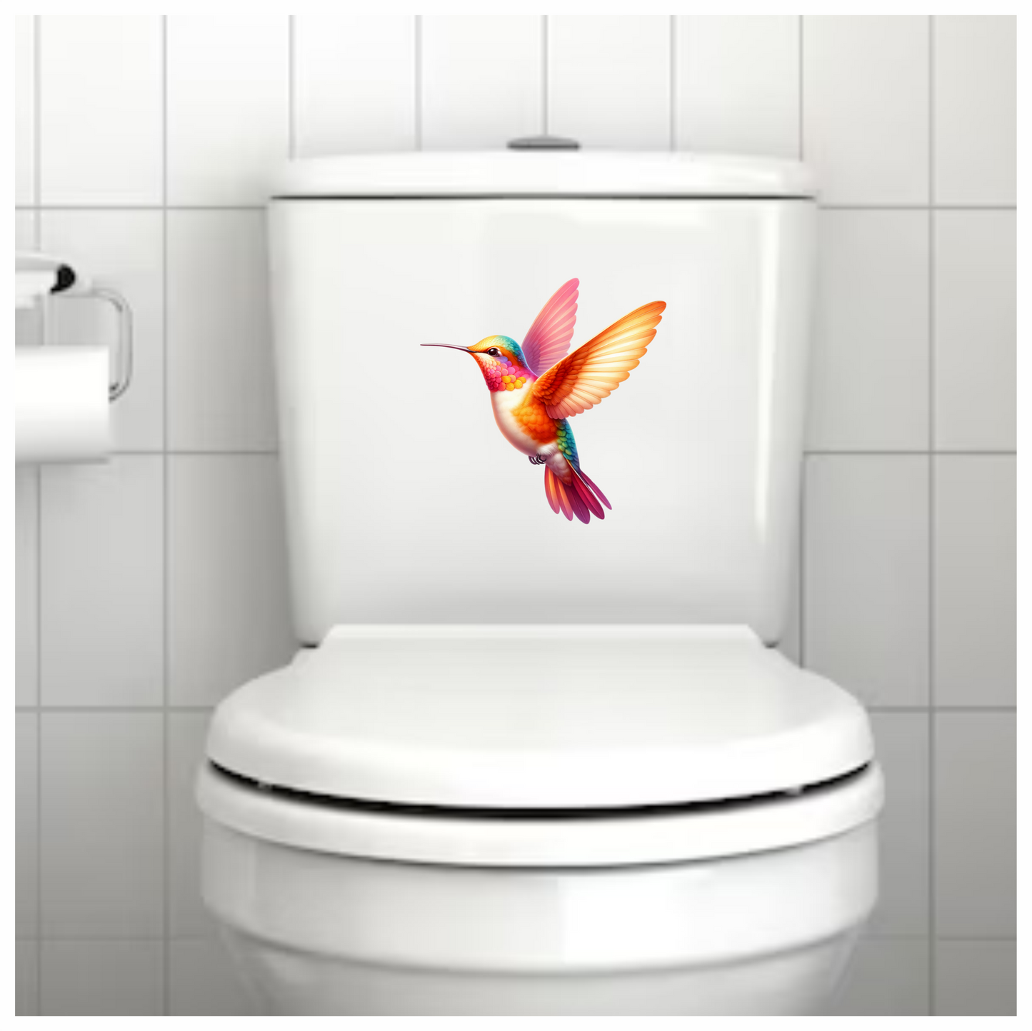 Orange Hummingbird Bird Flying With Wings Vinyl Sticker Decal