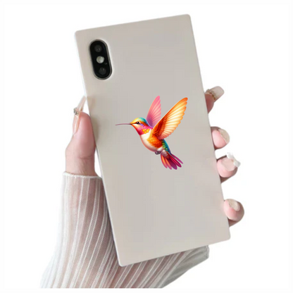 Orange Hummingbird Bird Flying With Wings Vinyl Sticker Decal