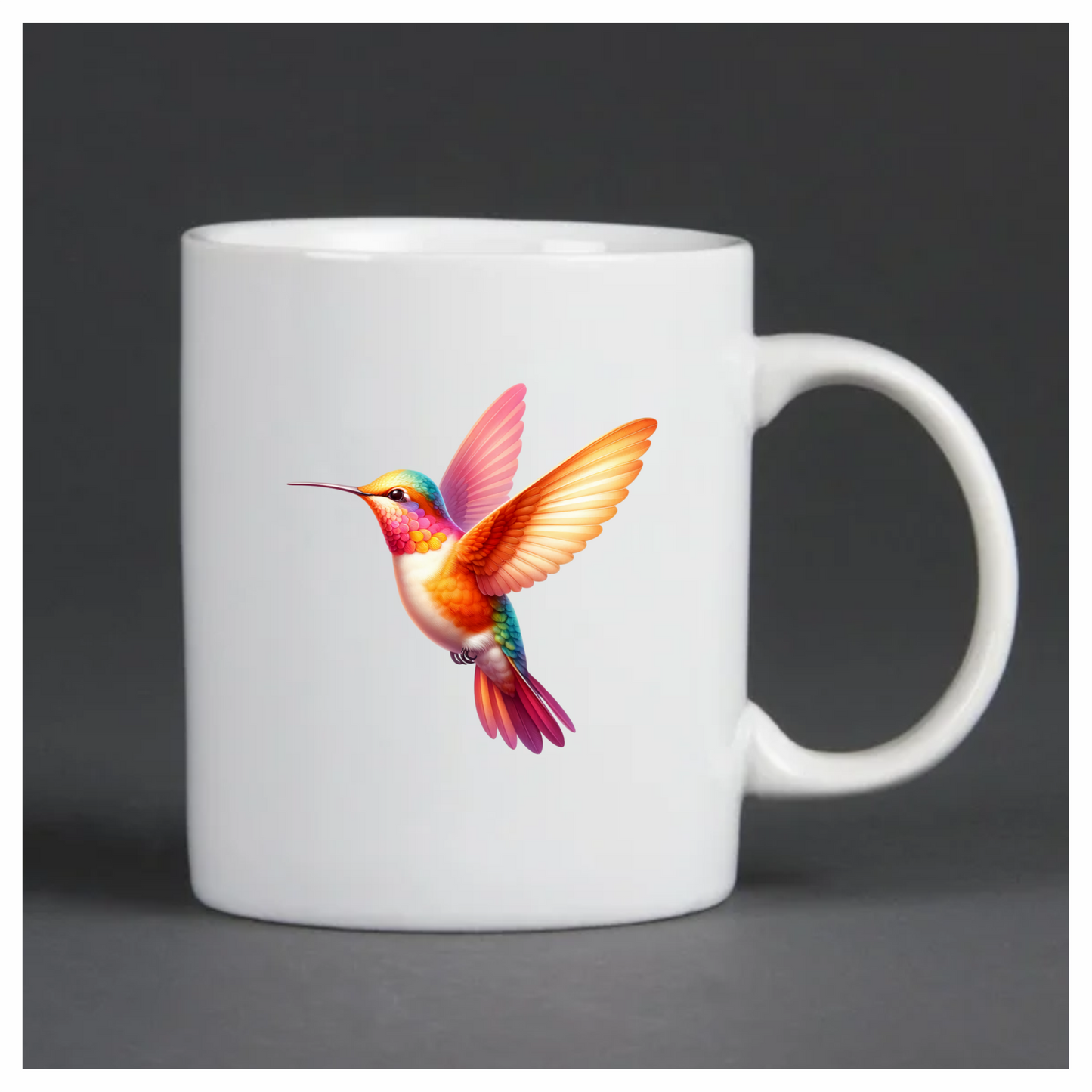 Orange Hummingbird Bird Flying With Wings Vinyl Sticker Decal