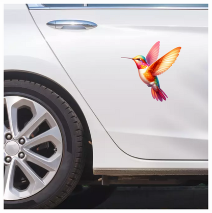 Orange Hummingbird Bird Flying With Wings Vinyl Sticker Decal