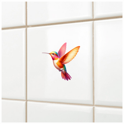 Orange Hummingbird Bird Flying With Wings Vinyl Sticker Decal