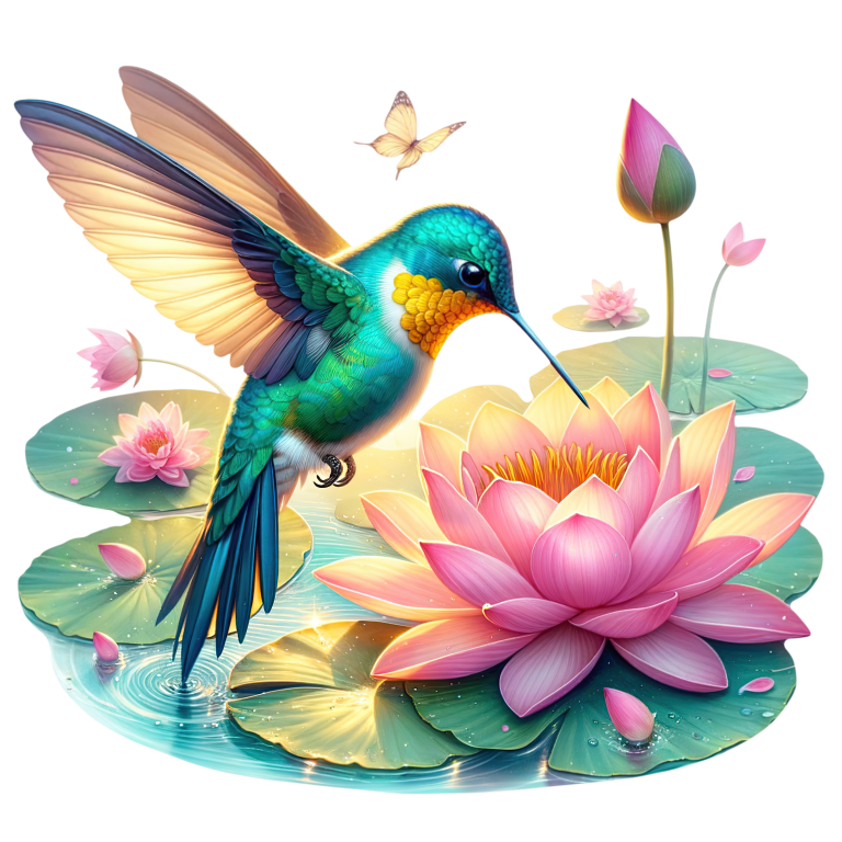 Green Hummingbird Bird Drinking From Flower Vinyl Sticker Decal